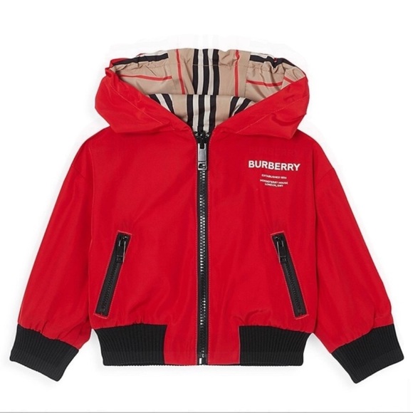 Burberry Tommy Icon Reversible Red Archive Beige Kids Jacket - Picture 9 of 12